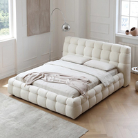 Mobilier de chambre à coucher de qualité supérieure, cadre en bois, lit king size rembourré en velours italien fantaisie