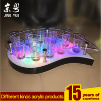 Support de verres à shot en acrylique lumineux à LED, plateau moderne lumineux avec éclairage coloré pour présentation de cocktails, utilisation sur table