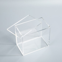 Boîte de rangement domestique en acrylique transparent en gros avec panneaux haute transparence, ton neutre, présentoir de vente au détail, étanche à la poussière, sans joint