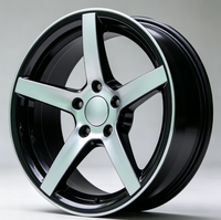 RUNLUN15/16/17/18 Lebar 7.0/7.5/8.0 CPD100/114.3/112 ET40 Baru Hitam Finishing Mesin Lima Palang Velg Aluminium Universal