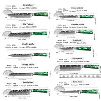 Ensembles de couteaux de cuisine Damas Laser Pattern Chef Knife Super Sharp Professional Stainless Steel Cleaver Santoku Cooking Knife Set