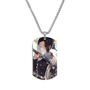 66 diseños Retro Anime una cara impresión Demoned Slayer Japandi <span class=keywords><strong>Tanjiro</strong></span> Nezuko Metal llaveros accesorios collar etiqueta - Product Image 3