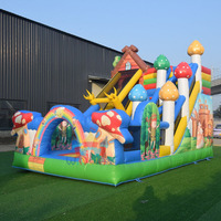 Maison de rebond gonflable commerciale sur le thème des contes de fées avec toboggan sec/humide et zone de saut combinée pour les fêtes en plein air
