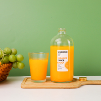 Bouteille en verre transparente ronde sans plastique de 250 ml, 500 ml, 120 ml avec couvercle en aluminium pour jus de gingembre, café, eau