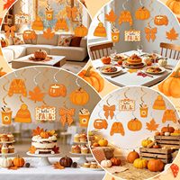Décorations suspendues en spirale 'Bonjour l'Automne', décorations de fête d'automne avec nœuds et citrouilles, citrouille feuille d'érable pour Thanksgiving, pour la maison et le bureau en automne