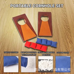 Jeu de Cornhole en bois pour l'extérieur, avec sacs de 15x15cm rouges et bleus, pour le plaisir en famille - Product Image 4