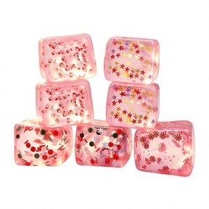 Christmas-themed Squishy Stress-Relief Toy Cube Ice-<b>Block</b> Malt-Sugar-Shaped Water Cube Design Thermoplastic <b>Rubber</b> Material - Product Image 1