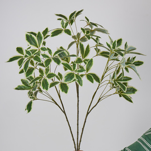 Buisson artificiel de feuillage varié Schefflera, imitation feuilles d'arbre parapluie, vert et blanc, pour la décoration de vases à la maison et au bureau - Product Image 5
