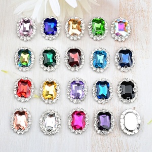 Bottoni in Strass Rettangolari con Fondo Piatto, Decorazioni con Cristalli Diamantati da Cucire, Strass in Vetro per <span class=keywords><strong>Abbigliamento</strong></span> e Bouquet da Sposa - Product Image 1