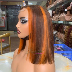 Raw Vietnam Bone Straight 12inch <b>Bob</b> <b>Wig</b> Piano Color P4/350 Highlight Virgin Hair Transparent Lace <b>Wig</b> with Baby Hair - Product Image 3