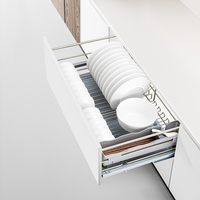 Cesto Deslizante Hidráulico Vbosr Antiferrugem para Armários de Cozinha em Aço Inoxidável Modular de Metal - Rack de Cozinha
