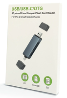 Lector de Tarjetas Externo USB CF/SD/TF para Cámara SLR y Portátil Tipo-C OTG 3 en 1 Diseño Metálico