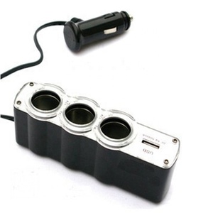 12V-24V 3 cách xe nhẹ hơn ổ cắm Splitter sạc Power adapter DC + USB 3 cổng cắm PVC đen xe nội thất phụ kiện - Product Image 1