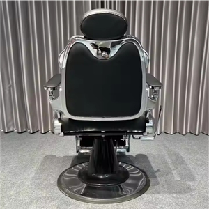 Sillón de Barbería Ergonómico Clásico Negro, Rotación de 360 Grados, Altura Ajustable, Cuero PU Resistente, Detalles Plateados, para Salón de Belleza - Product Image 6