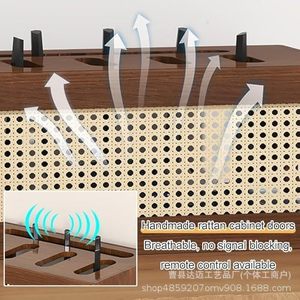 Caja de Almacenamiento para Router WiFi de Madera, Organizador de Escritorio Rectangular Marrón con Diseño de Ventilación, Caja de Gestión de Cables - Product Image 5