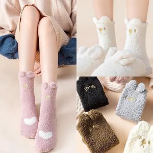 Cheap Fleece Candy Warm <strong>Lady</strong> Heart Cute Winter Sleeping Embroidery Custom <strong>Fluffy</strong> Sleeper Fuzzy Women's <strong>Socks</strong> - Product Image 2