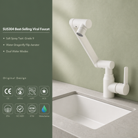 Robinet de lavabo en acier inoxydable 304, modèle H-2321, monocommande, à poser sur le plan, blanc, pour salle de bain