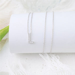 ส่วนบุคคลแฟชั่น925เครื่องประดับเงินสเตอร์ลิงชุบเงิน L ชื่อตัวอักษร L เริ่มต้นผู้ชายและผู้หญิงตัวอักษรสร้อยคอตัวอักษร - Product Image 3