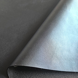 Cuir synthétique PVC à dos en polaire, grain fin, noir, simili cuir pour chaussures, sacs, ameublement - Product Image 1