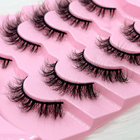 Marque privée fournisseur en gros cils duveteux cheveux synthétiques longs naturels bande de coton noir 3d faux cils bande de cils