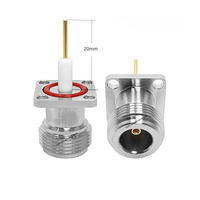 Brida de 4 agujeros de fábrica, conector hembra tipo N de 17,5mm, montaje en Panel de soldadura con conectores coaxiales RF de 20mm