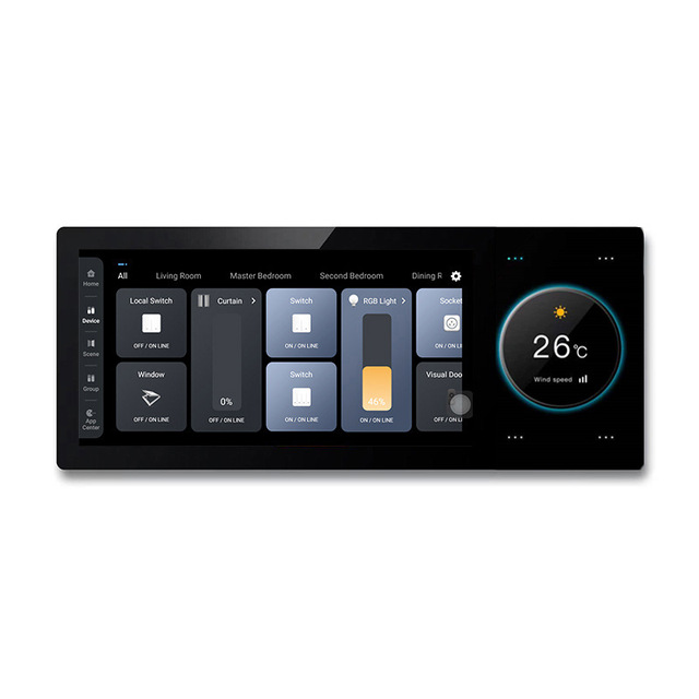 For Smart Home System 6-Inch Knob Central Touch Screen Voice Zigbee Switch Control Panel 1A Current 220V Quad-core Processor