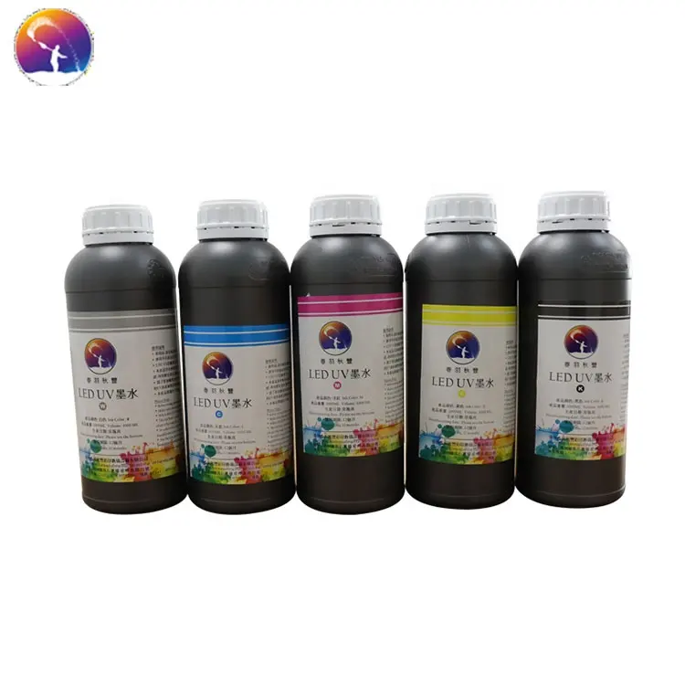 New CMYK W varnish 5 colors 1 Litre Eco-solvent UV dye ink for inkjet digital printer