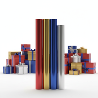 Papier d'emballage de Noël en feuille métallique imperméable recyclable brillant or/argent/rouge/vert, emballage cadeau de luxe pour les fêtes A4