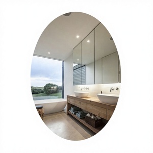 Miroir mural rond biseauté sans cadre en aluminium éclairé, moderne, pour salle de bain d'hôtel, vente en gros d'usine - Product Image 3
