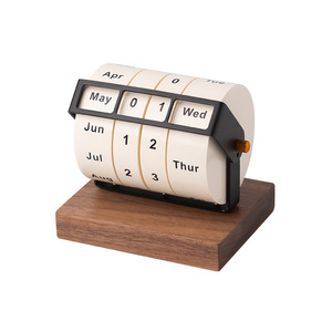 Rotating Perpetual <b>Calendar</b> Solid Wood Base Black Walnut Creative Desktop Gift - Product Image 2