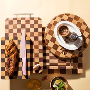 Nouvelle planche à découper en bois compatible avec les couteaux, avec rainure pour les jus et poignées antidérapantes - Product Image 3