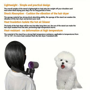 Sèche-cheveux multifonctionnel pour animaux de compagnie avec support de suspension pour le cou, accessoire de toilettage résistant à la chaleur pour chiens - Product Image 5