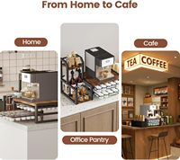 Support à capsules de café en bois moderne, personnalisable en usine, avec tiroir pour K-Cup, rangement coulissant à 2 niveaux et rangement sur plan de travail