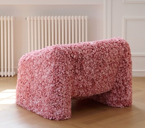 High-End Quality Leisure Chair Petal Lounge Chair Handmade <b>Pink</b> <b>Armchair</b> Princess Single Chair - Product Image 4