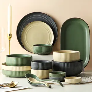 Conjunto de placas de porcelana nórdica, utensílios de jantar e cerâmica