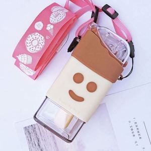 Bouteille d'eau pour enfants, design mignon crème glacée, avec sangle, sans BPA, logo personnalisé, plastique écologique, capacité 0,5L, bouchon à vis, pour le camping - Product Image 4