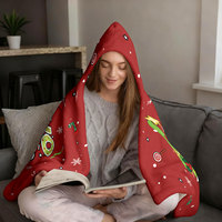 Couverture à capuche en flanelle à motif de dessin animé de Noël, personnalisable, imprimée numériquement, utilisable comme plaid de canapé ou cape, pour cadeaux de fêtes, Dropshipping