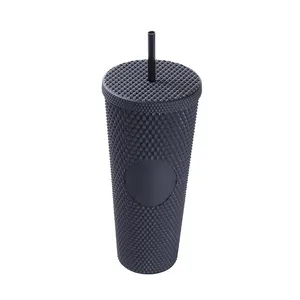Custom logo 24 oz Plastic Cup Diamond Drinking In Bulk Double Wall Reusable Plastic Tumblers Cups