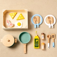 Jouets de cuisine en bois pour enfants, ensembles de casseroles et poêles pour jeux d'imitation, jouets alimentaires Montessori pour tout-petits, ensemble de jouets de cuisine réalistes