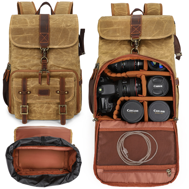 Large Capacity SLR Digital Camera Bag Laptop Backpack Canvas Storage Bag