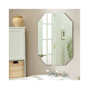Décoration murale moderne pour salon, chambre, salle de bain, entrée, avec miroir en verre trempé sans cadre à bords biseautés uniques - Product Image 5