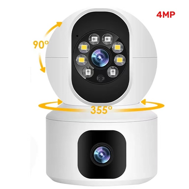 Two-Way Audio Dual Lens WiFi Indoor Security Camera 360 Color Night Vision Mini Auto Tracking Feature Surveillance IP Cameras