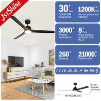 Ventilador de Techo Inteligente 1stshine de 60 Pulgadas con Luz LED, Control por Wifi y Voz, Compatible con Aplicaciones, Venta al Por Mayor