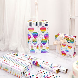 Personalized Branded Logo Custom 80g Luxury Gift Foil Stamping Birthday Wrap <b>Paper</b> <b>Roll</b> for Packaging <b>Wrapping</b> <b>Paper</b> - Product Image 5