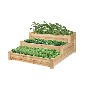 Factory3 Jardinière surélevée moderne à 3 niveaux <span class=keywords><strong>en</strong></span> <span class=keywords><strong>bois</strong></span> de pin pour fleurs et légumes 48x48x21" Haute Qualité Non Revêtue <span class=keywords><strong>En</strong></span> Promotion - Product Image 3