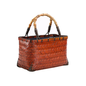 Bamboo Woven Bag Rectangle Handmade <b>Storage</b> <b>Basket</b> For Tea Set Neatening Gift - Product Image 5