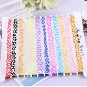 Collares al por mayor: Nuevos collares elásticos vintage tipo tatuaje para mujer, estilo punk retro gótico con colgantes elásticos. - Product Image 5