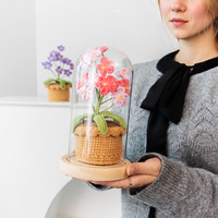 Plante artificielle en pot crochetée à la main finie ameublement laine tricot fausse fleur