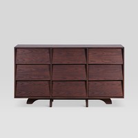 Buffet Rétro Moderne en Bois de Frêne Naturel avec Portes à Texture en Relief, Meuble de Rangement de Luxe pour Salon