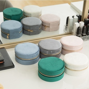 custom Travel Jewelry Box Ladies Velvet Jewelry Storage Box Zipper Travel Jewelry Organizer Necklace Box